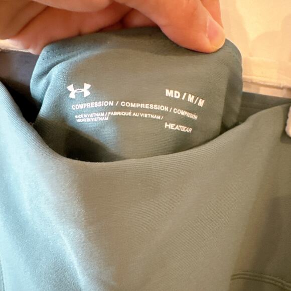 UNDER ARMOUR Project Rock Ankle Crop Leggings Toddy Green | Medium - Picture 6 of 11